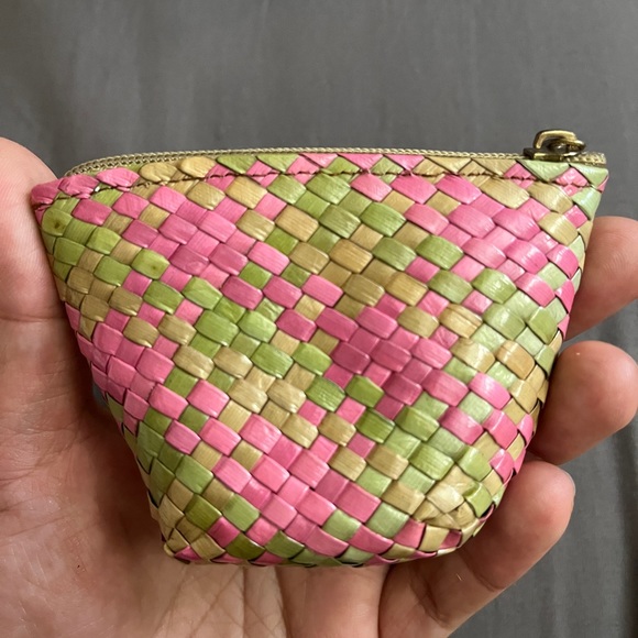 Boho Braided Leaf Coin Purse Woven Natural Palm Wallet Case Bag Kawaii Handmade - Picture 4 of 14